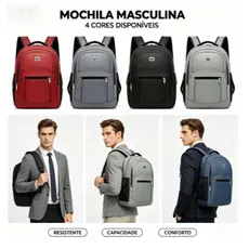 Mochila Impermeável Unissex Grande para Notebook 15/16 Pol com Múltiplos Bolsos Preta
