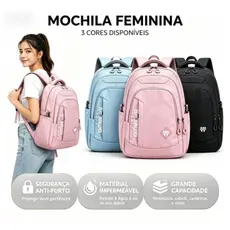 Mochila Feminina Escolar Impermeável Grande Bolsa Feminina Faculdade Trabalho Moda Premium
