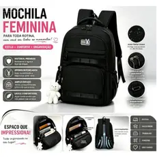 Mochila Feminina Escolar Impermeável Grande Bolsa Feminina Faculdade Trabalho Moda Premium