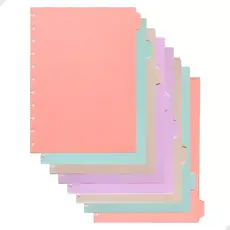 Kit 8 Peças Divisórias Coloridas Para Caderno Inteligente 8 A5 / 10 B5 / 11 A4 Discos