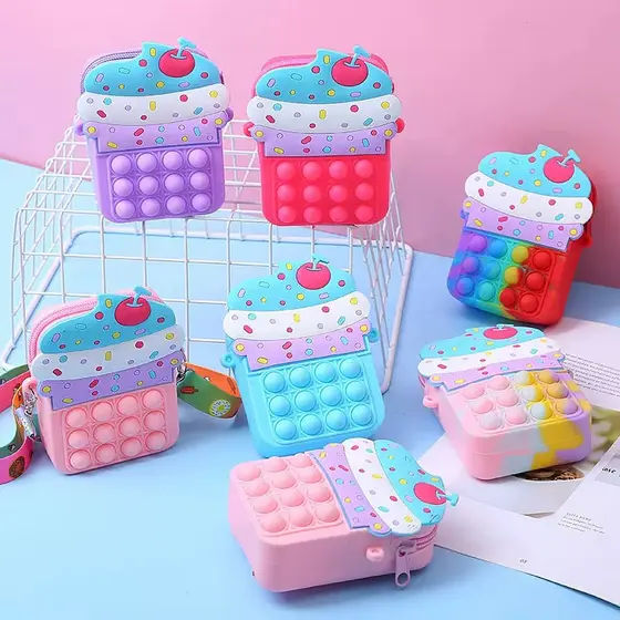 Bolsa Pop It Mochila Infantil De Silicone - Sorvete