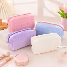 Necessaire Feminina Grande Capacidade Porta Maquiagem Organizador de Viagem Pelúcia