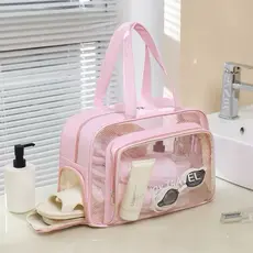 Necessaire de Viagem Grande Impermeável com Separação Seco/Molhado e Porta Chinelos