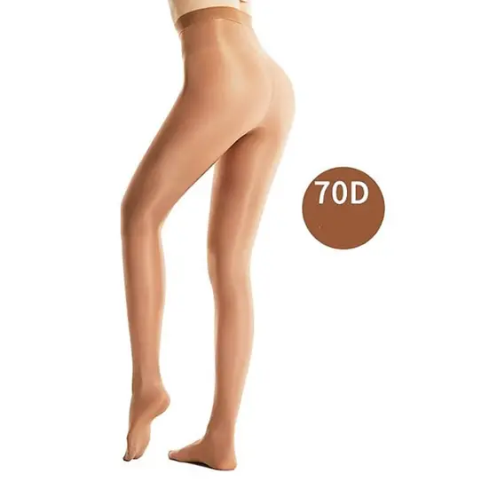 Meia Calça Feminina 70D Anticelulite Bronzeado Brilhante Tamanho Único