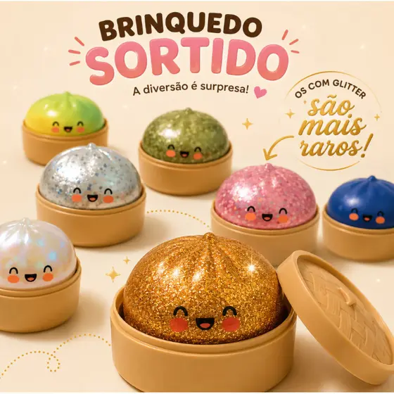 Brinquedo Surpresa Squishy Antiestresse Bolinho Com Carinha Fofa Para Apertar Fofinho Macio