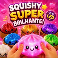 Dumpling Squishy com Luz LED 8.5cm Bolinho Fofo Cor Surpresa