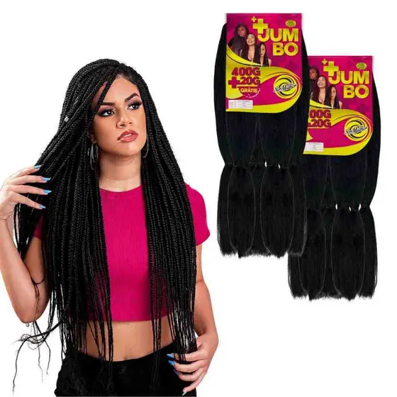 Kit 2 Jumbos Ser Mulher 420 Gramas Trança Sintética Box Braids Twist Nagô 65cm Lançamento