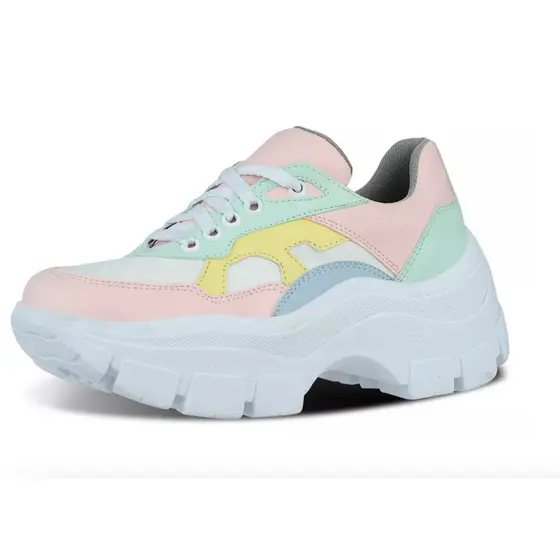 Tênis Sneaker Feminino Colors Plataforma Tratorada Confortável Blogueira Oferta Envio Imediato