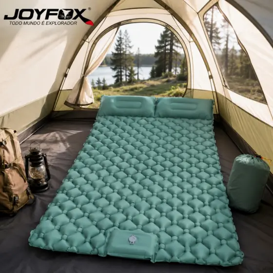 Colchão Inflável Automático De Casal Sleeping Pad Ar Externo Portátil De Acampamento 190 *120*5 Cm Com Travesseiro