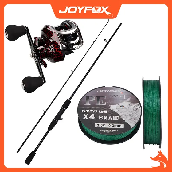 Kit De Pesca JOYFOX: Vara 1.65m + Carretilha (Esq/Dir) 17+1 Rolamentos 10kg Drag + Linha