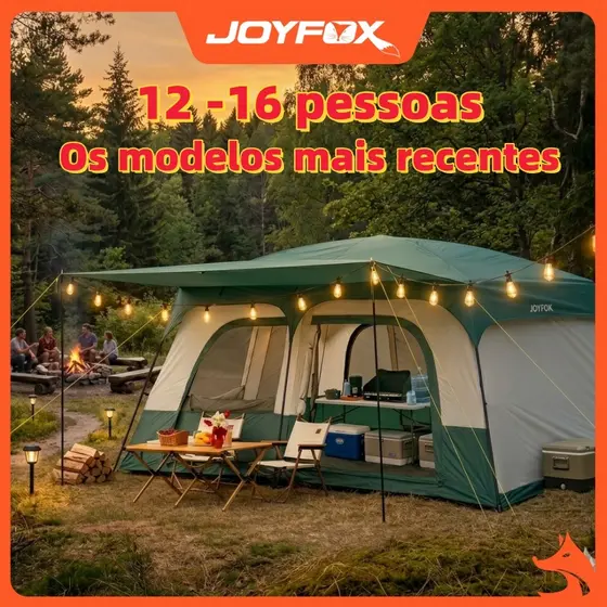Barraca Camping 12-16 Pessoas Impermeável Tenda Gigante + Varanda Gourmet