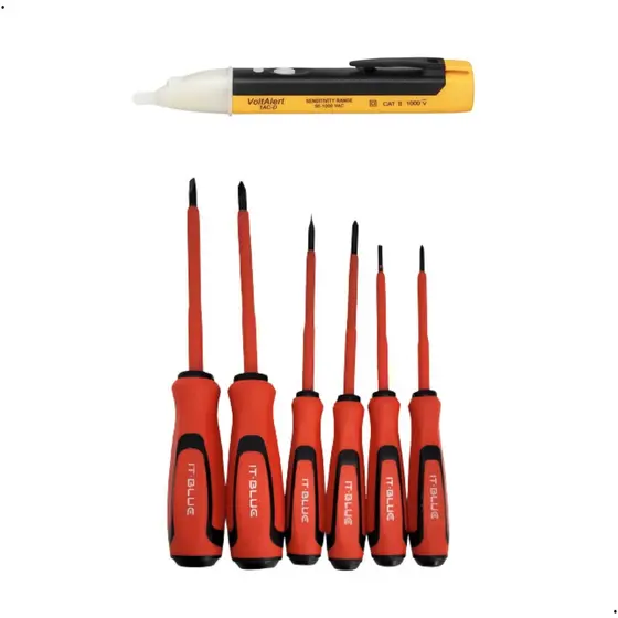 Kit Jogo Chave Fenda / Philips Isolada + Caneta Teste Tensão