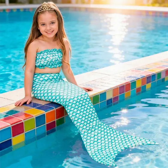 Fantasia Sereia Infantil Calda Que da pra Andar e Top