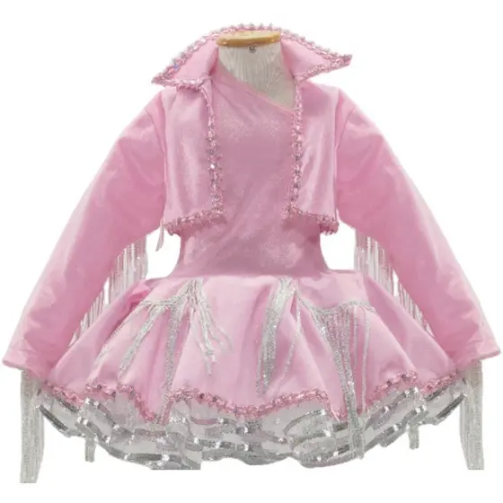 Roupa Boiadeira Ana Castela Adulta de Luxo Jaqueta Com Franja e Vestido Rosa P 36 - 38