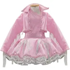 Roupa Boiadeira Ana Castela Adulta de Luxo Jaqueta Com Franja e Vestido Rosa P 36 - 38