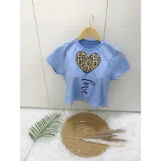 Cropped Estampada 100% Algodão Moda Feminina coração com estampa de leopardo