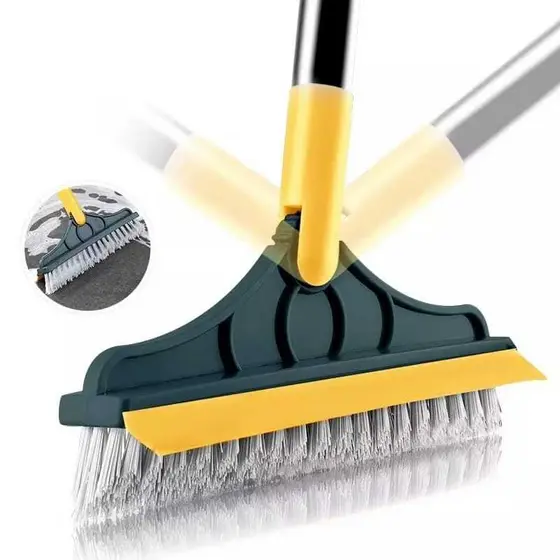 Escova 2 Em 1 Vassoura Rodo Gap Limpeza Esfregão Mop Limpa(黄绿扫把)