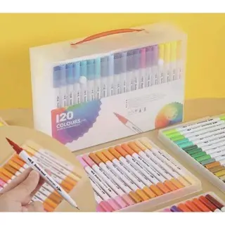Conjunto de 12/24/36/48/60/80 Cores Marcador de Ponta Dupla Pincel Profissional de Pintura em Aquarela,