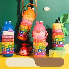 Garrafa infantil Térmico 430ml Novo Zhiqu Children's Canudo Jogo Digital