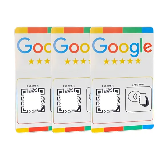 Placa/cartão Google Avaliação Com Chip Nfc E Qr Code Kit 3