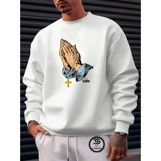 Moletom Mãos Hip Hop Masculino e Feminino  Casaco Gola Careca  Blusa de frio Inverno 2025 Lançamento Ref 300