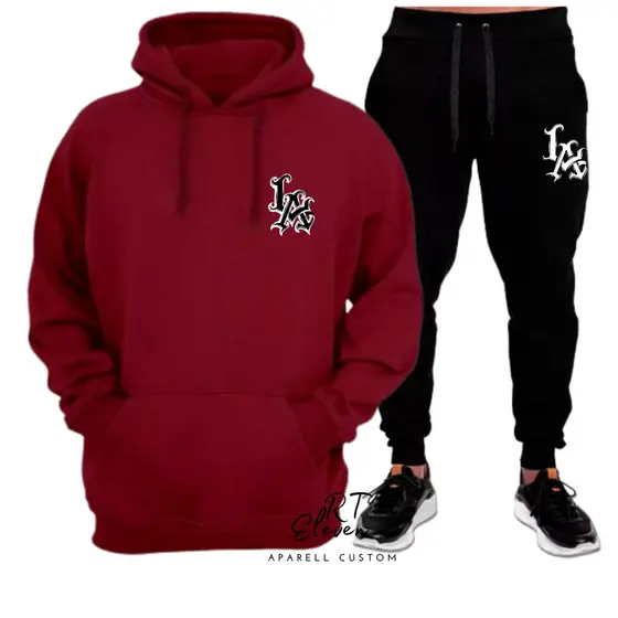 Conjunto Moletom Los Angeles casaco LA Blusa De Frio + Calça linha premium moleton canguru com bolso e capuz