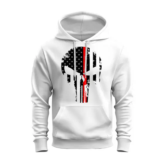 Blusa de frio Moletom Justiceiro Punisher Premium Estampado Algodão Bolso e Capuz Caveira Black Ref075