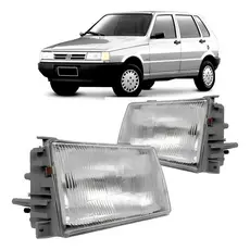 Par Farol Fiat Uno 91/03 Lente De Vidro Ld Le