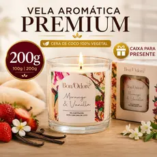 Vela Aromática Artesanal - Linha PREMIUM - 100g - Bon´Odore 100% artesanal com Cera de coco Premium