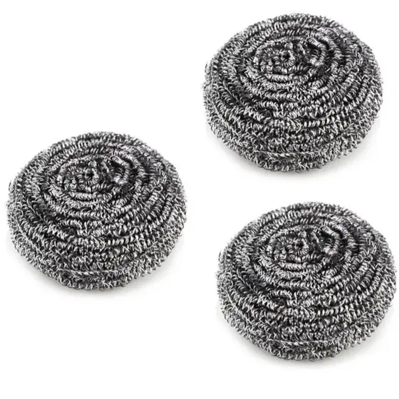 Kit Com 1 Ou 3 Unidades Esponja De Aço Inox Para Lava Limpeza Não Enferruja Longa Duração Casa Em Cozinha Multiuso