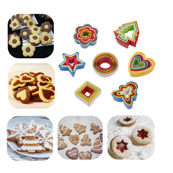 Kit 5 peças Molde Cortador para Massa de Biscoito Biscuit Bolacha Sanduiche Forma Colorida Aro Confeitaria Cozinha