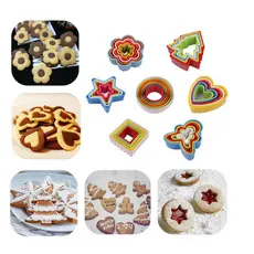 Kit 5 peças Molde Cortador para Massa de Biscoito Biscuit Bolacha Sanduiche Forma Colorida Aro Confeitaria Cozinha