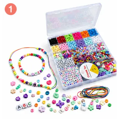 Miçangas para Fazer Pulseira Infantil Colorida Bijuteria Colar Phone Strap 1800 pçs