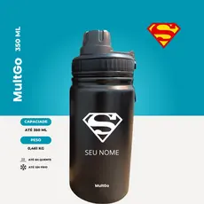 Garrafa Térmica 350ml Inox Espacial Quente e Frio Com Isolamento Térmico Personalizada Super Herói