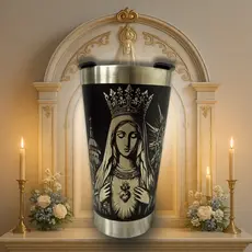 Copo Térmico Personalizado 360° Nossa Senhora Aparecida Quente Frio 473ml Aço Inox Com Tampa Abridor