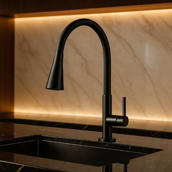 Torneira de Cozinha Bancada Pia Preta Flexível Design Moderno Abs Silicone