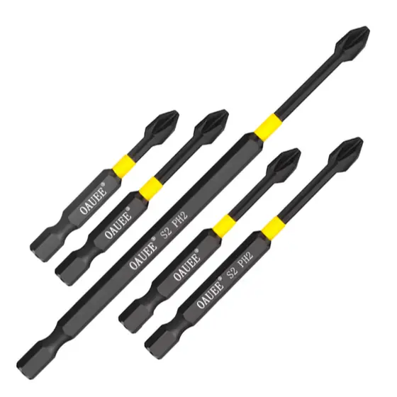 Kit 5 Bits Philips Magnéticas De Impacto Em Aço Reforçado PH2 50 a 150mm Para Parafusadeira
