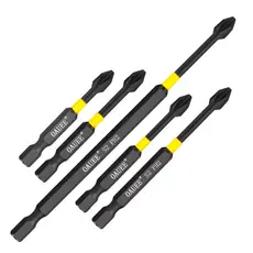 Kit 5 Bits Philips Magnéticas De Impacto Em Aço Reforçado PH2 50 a 150mm Para Parafusadeira