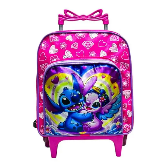 mochila escolar creche infantil de rodinhas menina stitch