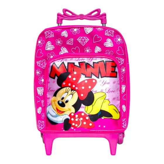 mochila escolar creche infantil de rodinhas minie