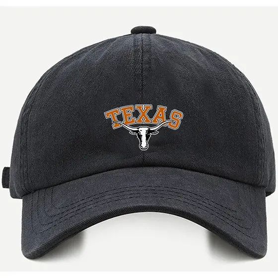 Bone baseball Bege Preto Branco Texas Logo Touro Tamanho único com ajuste de tamanho