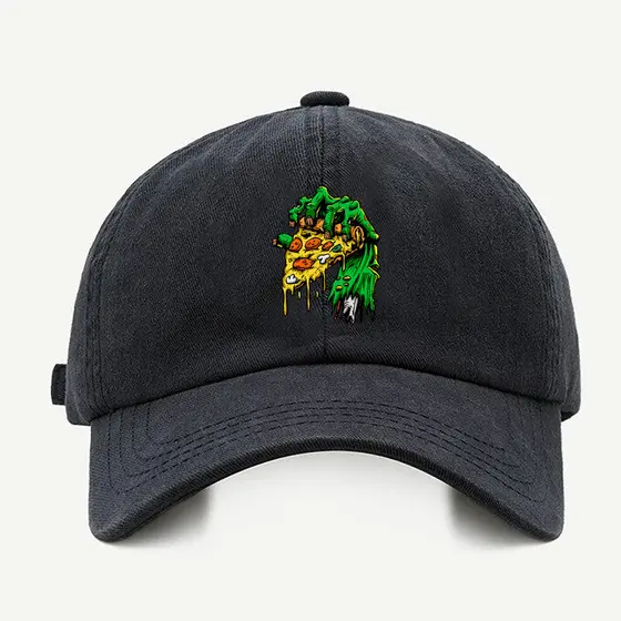 Bone baseball Masculino Bege Preto Branco Pizza Zombi