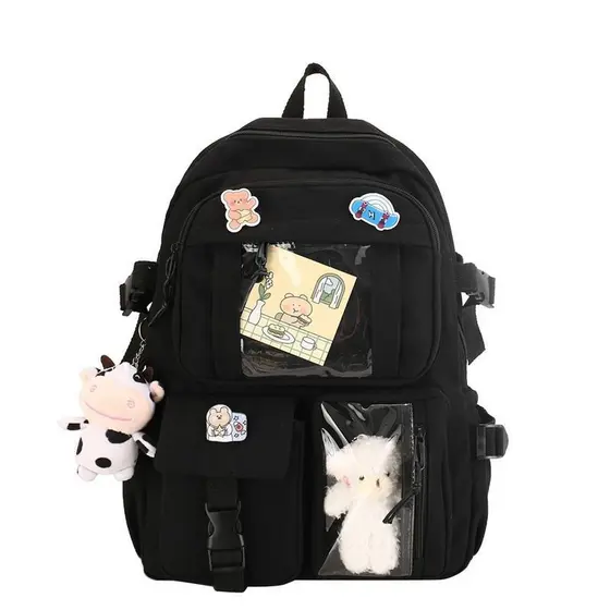 Mochila Feminina Escolar Passeio Coreano Grande Capacidade Com Chaveiro Impermeável