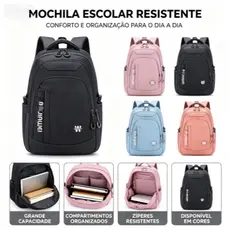 Mochila Feminina Impermeável Leve Grande Capacidade para Notebook e Viagem com Bolso
