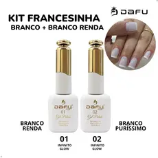 Kit Francesinha Esmalte em Gel Dafu 5ml Sem TPO/HEMA Branco Renda + Puríssimo Nails Unhas Designer