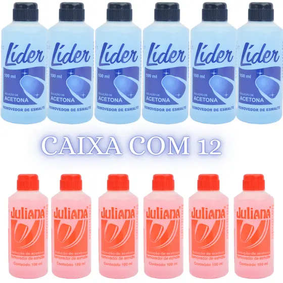 Acetona Removedor de esmalte Juliana/Líder 100ml - caixa com 12