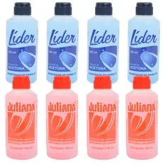 Kit com 4 - Acetona Removedor de esmalte Juliana/Líder 100 ml
