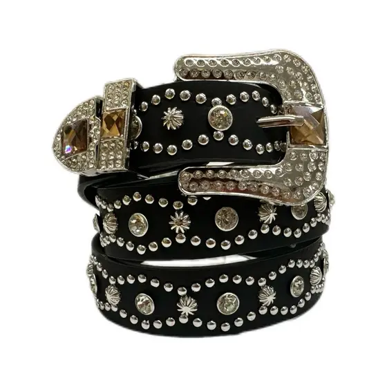 Cinto Feminino Country em Strass Brilhos Ocidental Cowboy Tachas Blogueira Moda Balada Festival