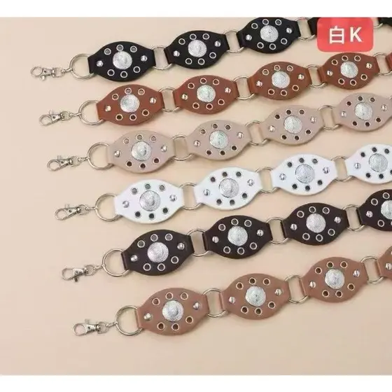 Cinto Feminino Boêmio Chic Estilo Boho Sofisticado Alta Qualidade Oval Com Ilhós