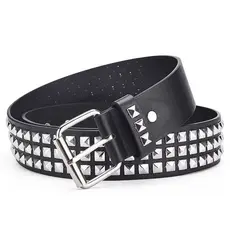 Cinto Unissex De Cintura Decorado Com Lantejoulas Prata Estilo Punk